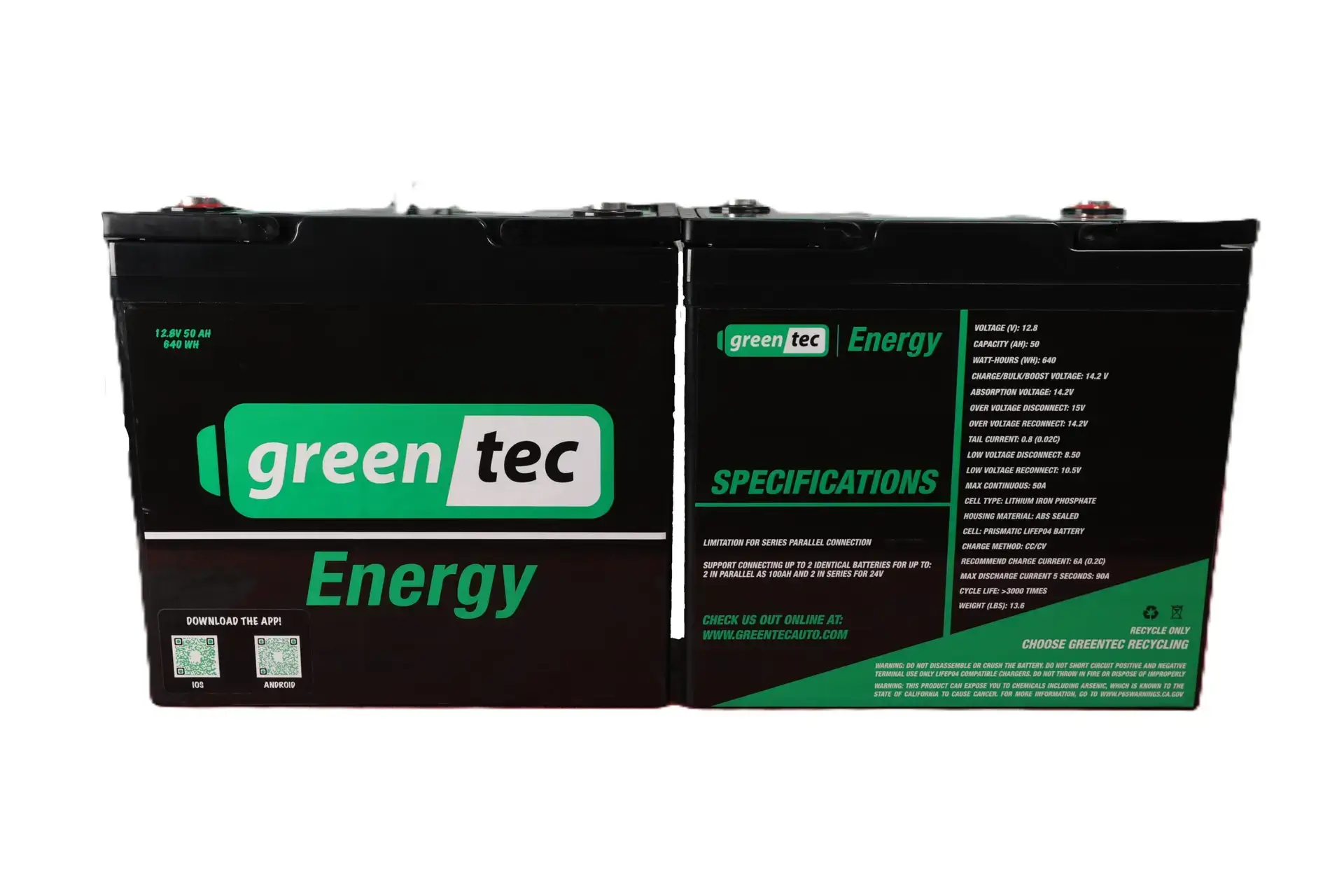 50Ah LFP Battery with Bluetooth BMS NEW! Lot of 2