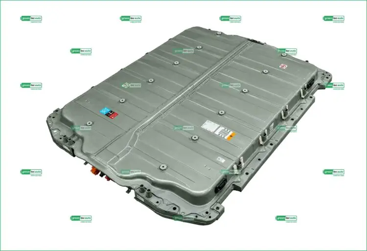 Large EV battery pack module with multiple segment bays and mounting points, viewed from above