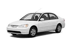 White four-door taxi car with a rooftop light on top of the cabin