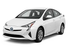 White compact sedan facing front-right on a white background, isolated image