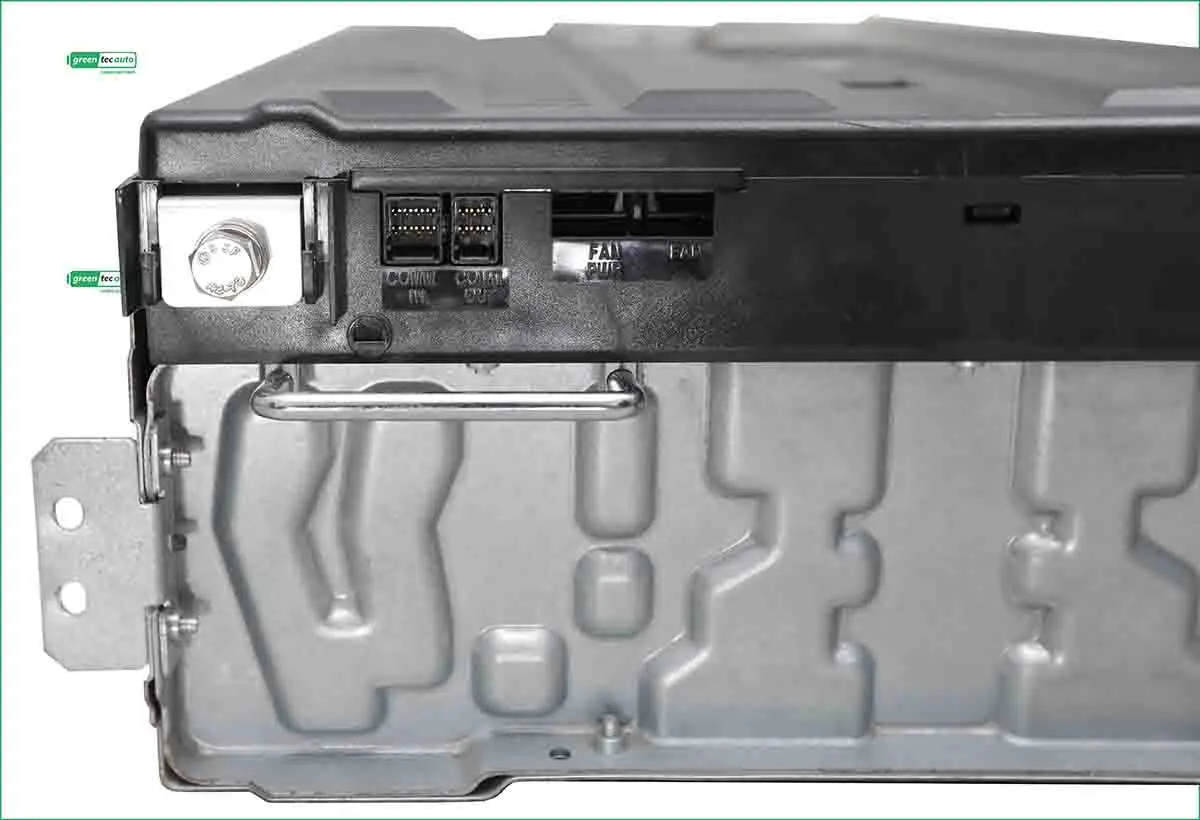 Automotive engine control unit (ECU) with connectors and mounting bracket
