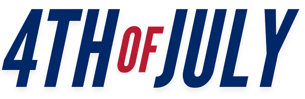 Stylized logo reading '4TH OF JULY' with blue letters and a red 'OF' on a black background.