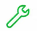 Green wrench tool icon indicating settings or tools