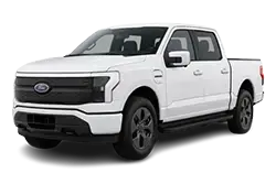 White Ford F-150 pickup with crew cab, shown at a slight angle against a white background