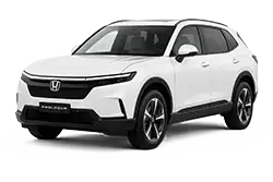 White Honda SUV shown from a three-quarter front view with black trim and alloy wheels.