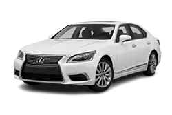 White Lexus sedan shown from the front-right, highlighting its grille and headlights for a clean, modern look.