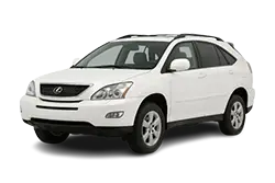 White mid-size SUV photographed from a front-left three-quarter view.