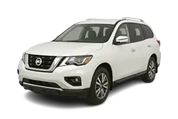 White Nissan SUV shown from a front-left three-quarter view on a light background.