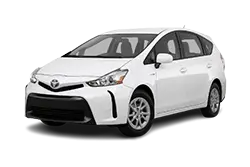 Front-left three-quarter view of a white compact hatchback car (Toyota) against a transparent background.