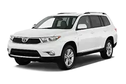 White Toyota SUV seen from the front-left corner, parked on a light background.