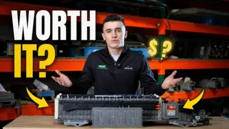 Host in a workshop with a disassembled device on a table; big yellow text reading 'WORTH IT?' and a dollar sign in the background.